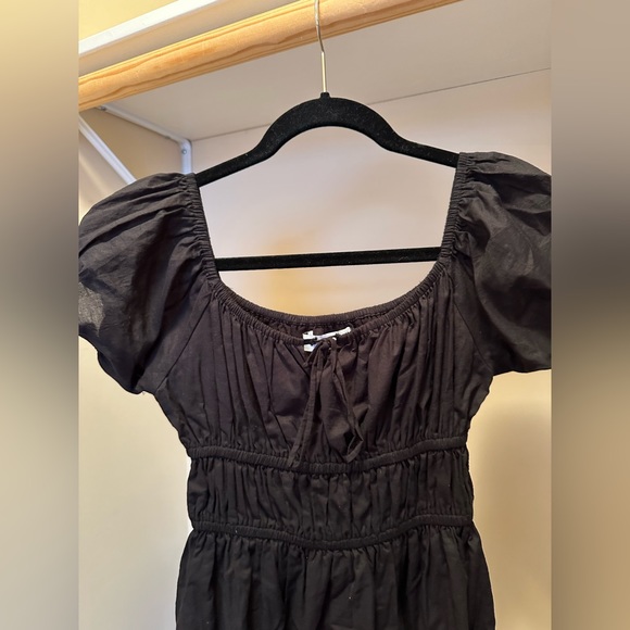 Faithfull the Brand black mini dress xs 2 off the shoulder square neckline - Picture 11 of 11